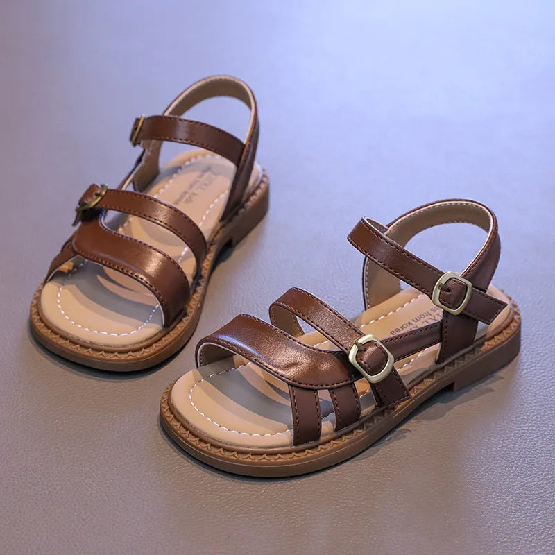 2025 New Children's Summer Sandals Hollow-out Woven Girls Fashion Beach Sandals Fashion Causal Simple Kids Flat Shoes Versatile