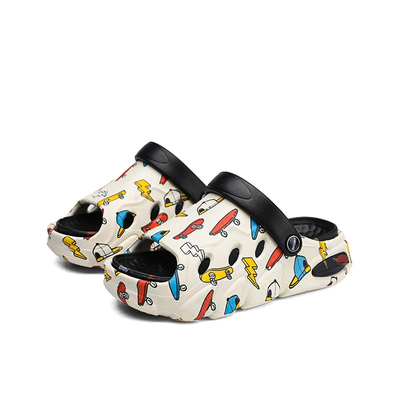 Children's slippers printed non-slip soft sole home indoor and outdoor graffiti boys and girls treasure stepping on poo sandals