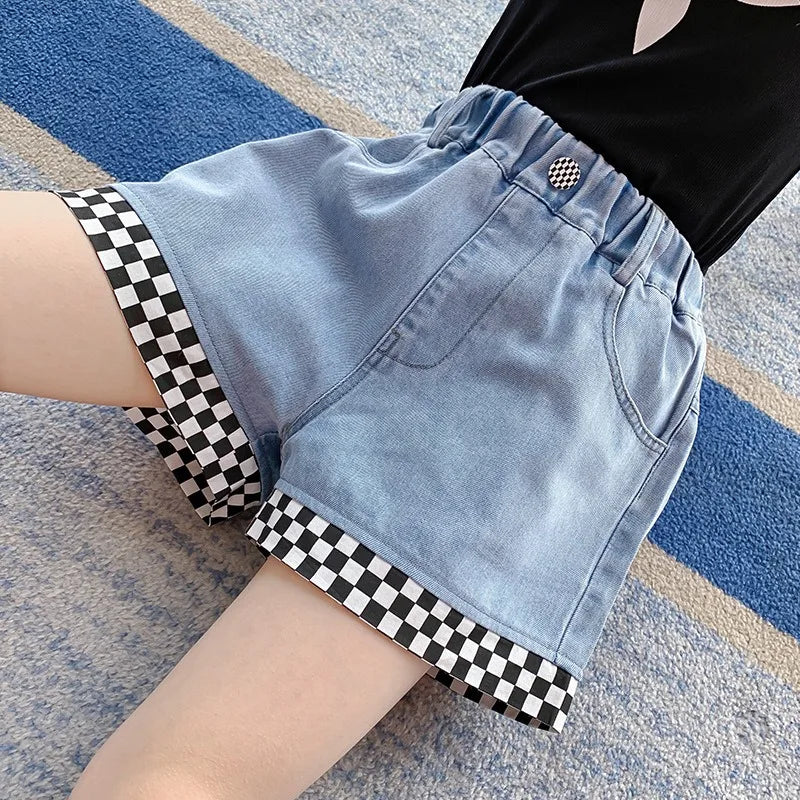 Childrens Clothing Girls Shorts Summer New Style Childrens Denim Shorts Girls Outerwear Pants Casual and Versatile