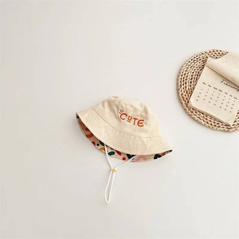 Cute Embroidered Baby Bucket Cap Double Sided Print Kids Panama Sun Hat Summer Children Boy Girl Fisherman Caps Gorras кепка 모자