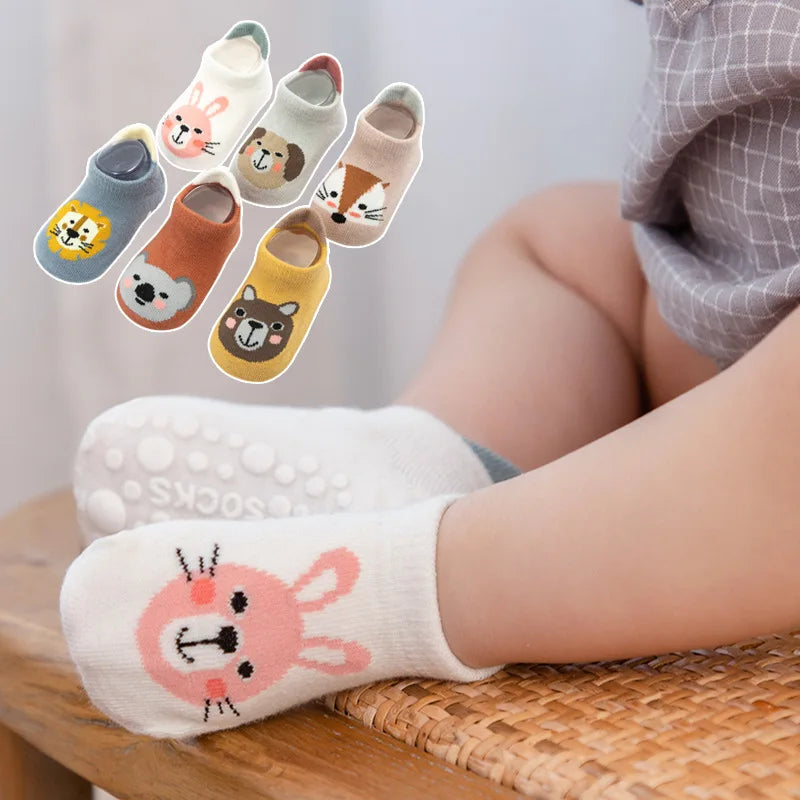 6Pairs/Lot Newborn Baby Socks Kids Boys Girls Cotton Cartoon Soft Sock Children Toddler Non-Slip Short Socks For 0-5Years