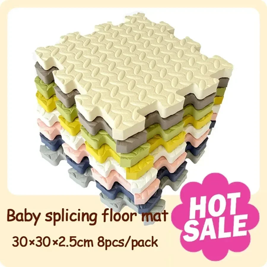 2.5CM Thick Solid Color Baby Game Mat Carpet with Puzzle Pieces for Children's Room, Play Areas, and Gym Baby Playmat Baby Rug
