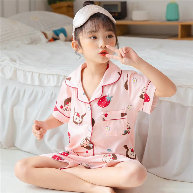 Summer Kids' Pajama Set – Soft Cotton Dinosaur Print Sleepwear for Boys and Girls, Comfortable Homewear for Toddlers and Children