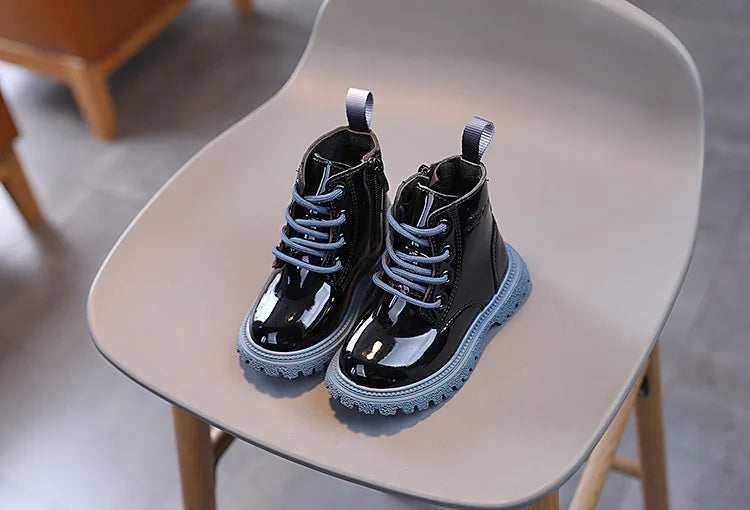 Boys Girls Single Boots Solid Color England Style Children Shoes Kids Small Short Boots Baby Non-slip Wear-resistant Footwear