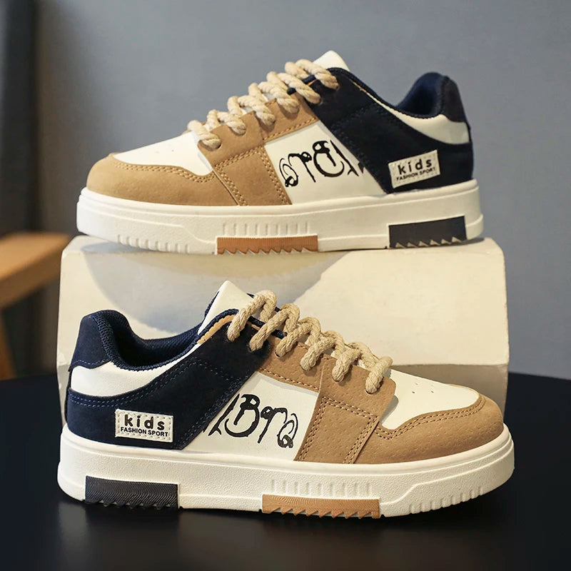 Fashion Kids Leather Casual Shoes For Boys Sneakers Student Non-slip Waterproof Sport Tenis Kids New Children Board Shoes 30-38