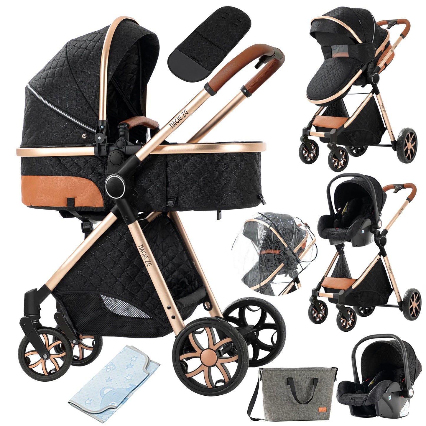 3 in 1 Lightweight Baby Stroller for Newborns Travel Foldable Infant Stroller which can be used as Baby Carriage and Light Cart