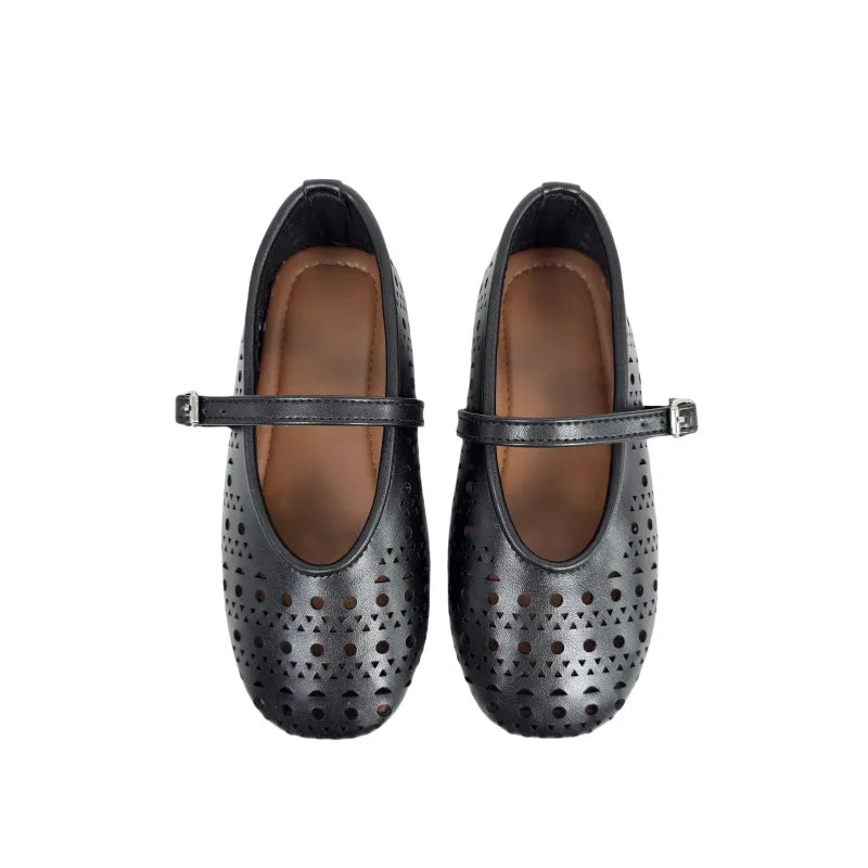 Girls Shoes Spring Summer Kids Fashion Brand Princess Mary Jane Flats Toddler Children Breathable Hollow White Sandals Soft Sole