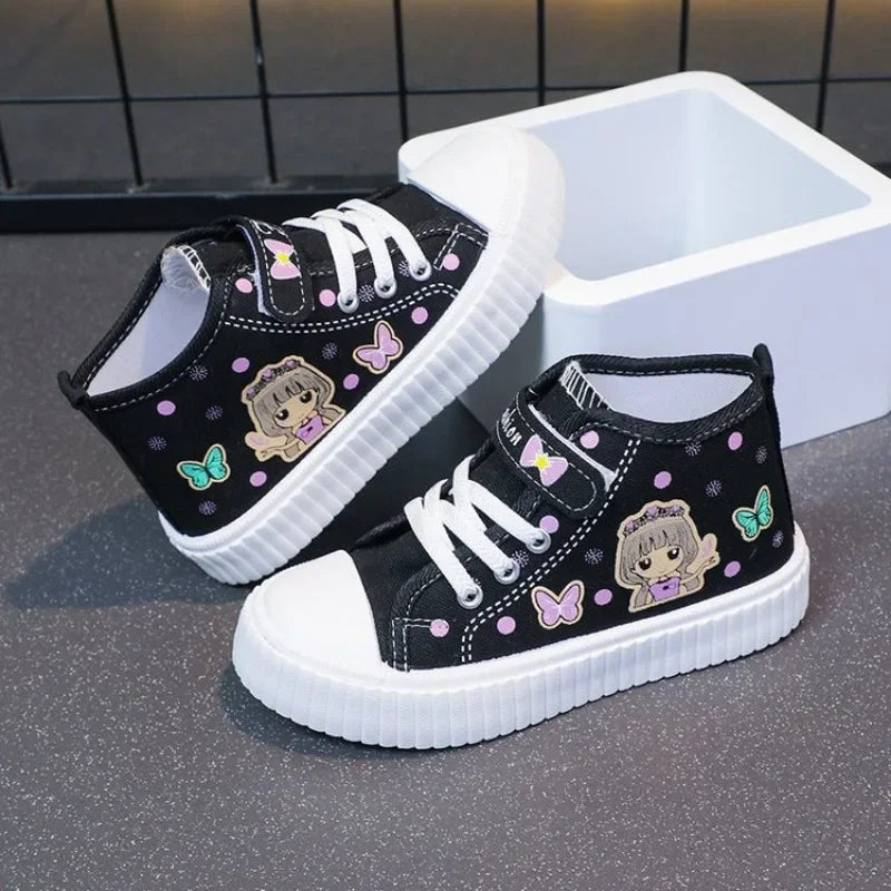 Multi Colored Kids Casual Shoes Cartoon Mid Top Anti Slip Spring Autumn Outdoor Kids Canvas Shoe Sizes 26-37 Sandalias De Mujer