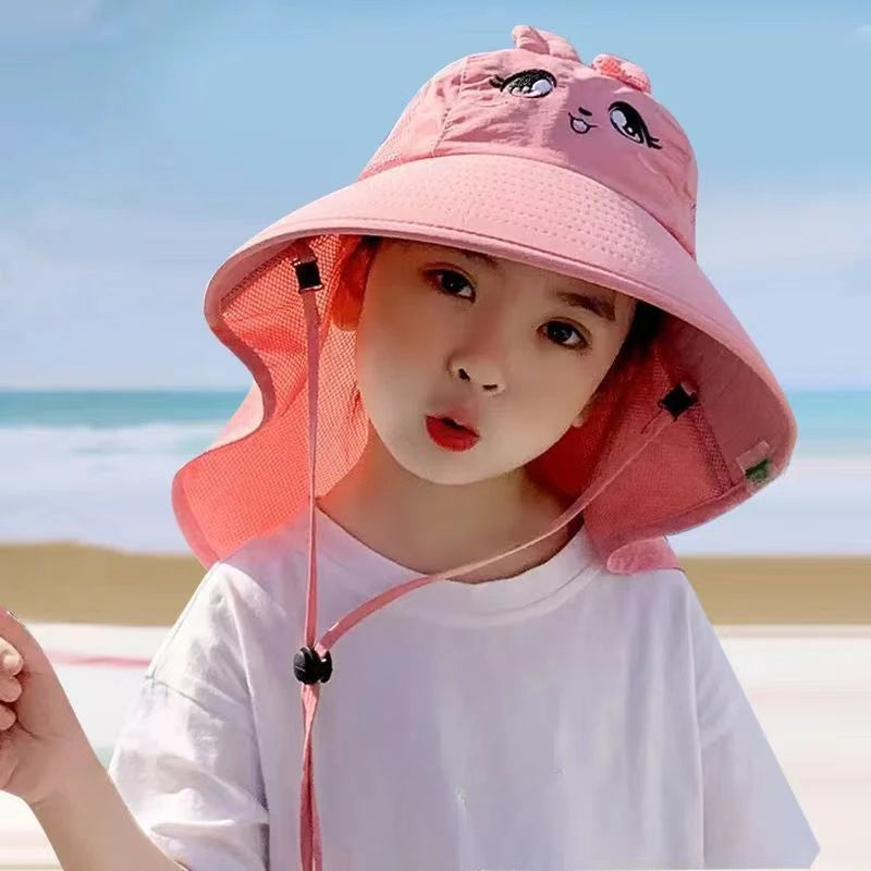 Children's Sunscreen Hat Baby Sun Hat Beach UV Protection Summer Thin Breathable Large Brim Fisherman Hat