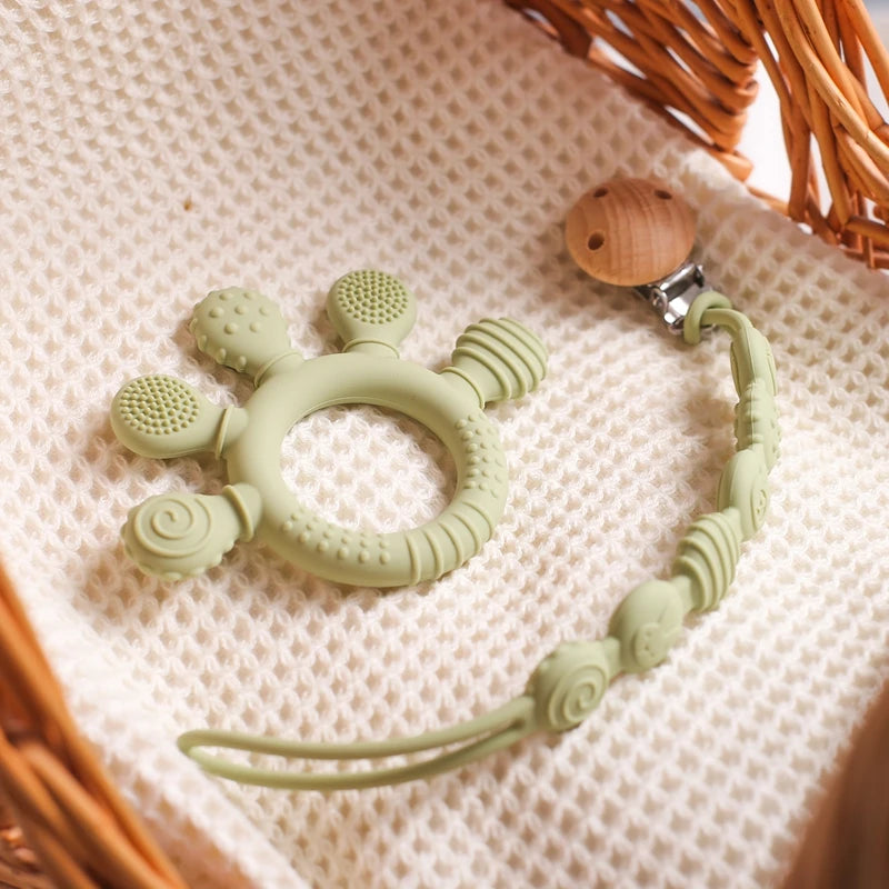 Finger Teether Silicone Pacifier Chain Baby Teether No BPA Teething Ring Gum Baby Care Equipment Silicone Baby Care Utensils