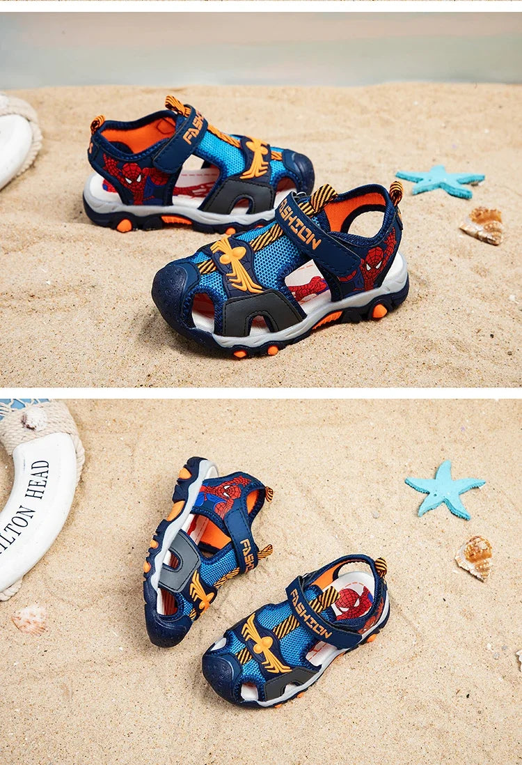 Summer Kids' Sports Sandals – Breathable Hollow-Out Design, Non-Slip Soft Soles for Boys and Girls in Black, Red, Gray, and Blue