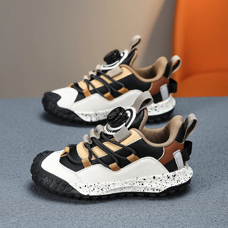 Boys' Shoes 2024 Summer New Breathable Mesh Sports Shoes Anti-Kick Baotou Shoes Children's Rotating Buckle Running Shoes