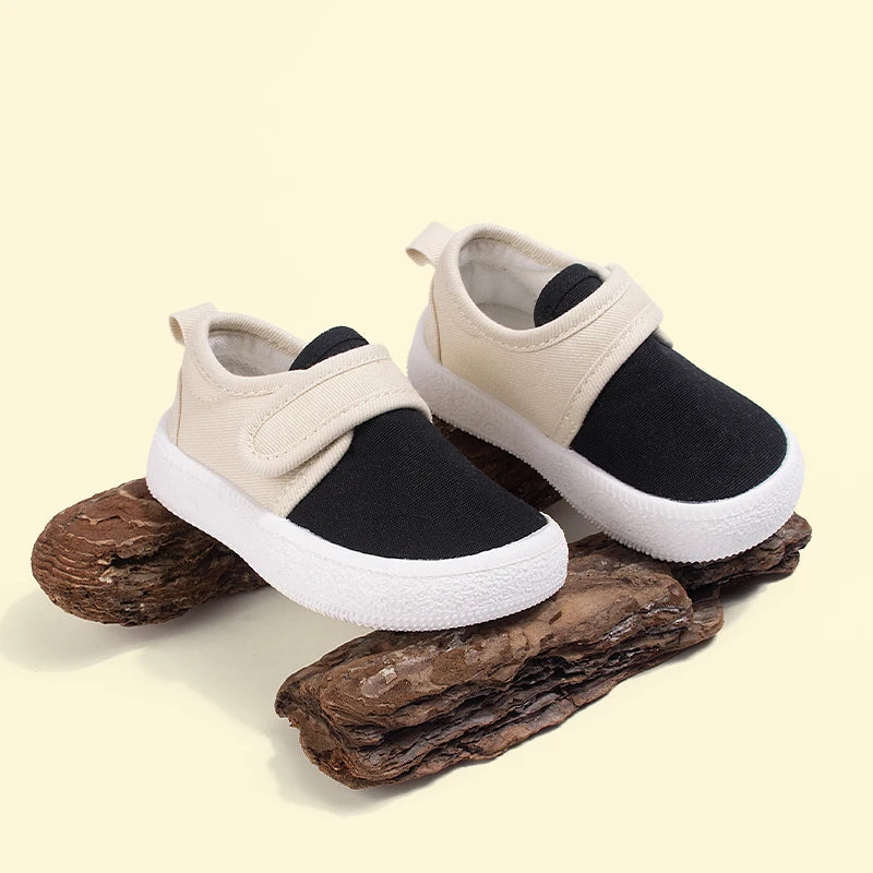 EDUBA 2025 Spring Kids Canvas Sneakers | Color Block Unisex Toddler Shoes, Soft Thick Sole, Eco-Friendly Breathable EW5S82