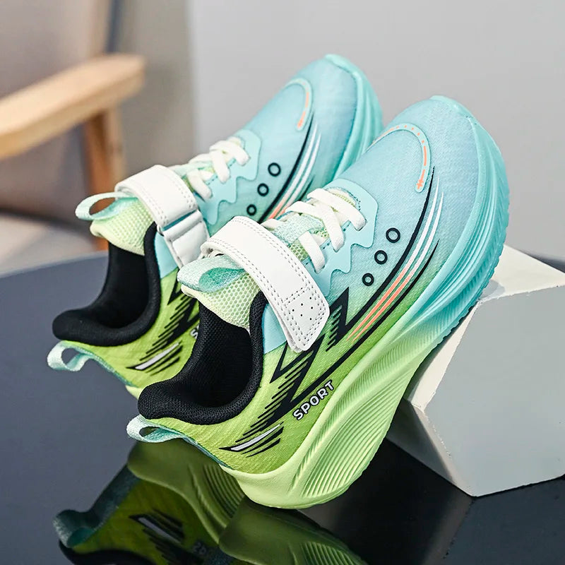 New boys' shoes Young men's flying woven breathable running shoes CuHK children's lightweight soft soled student sports shoes