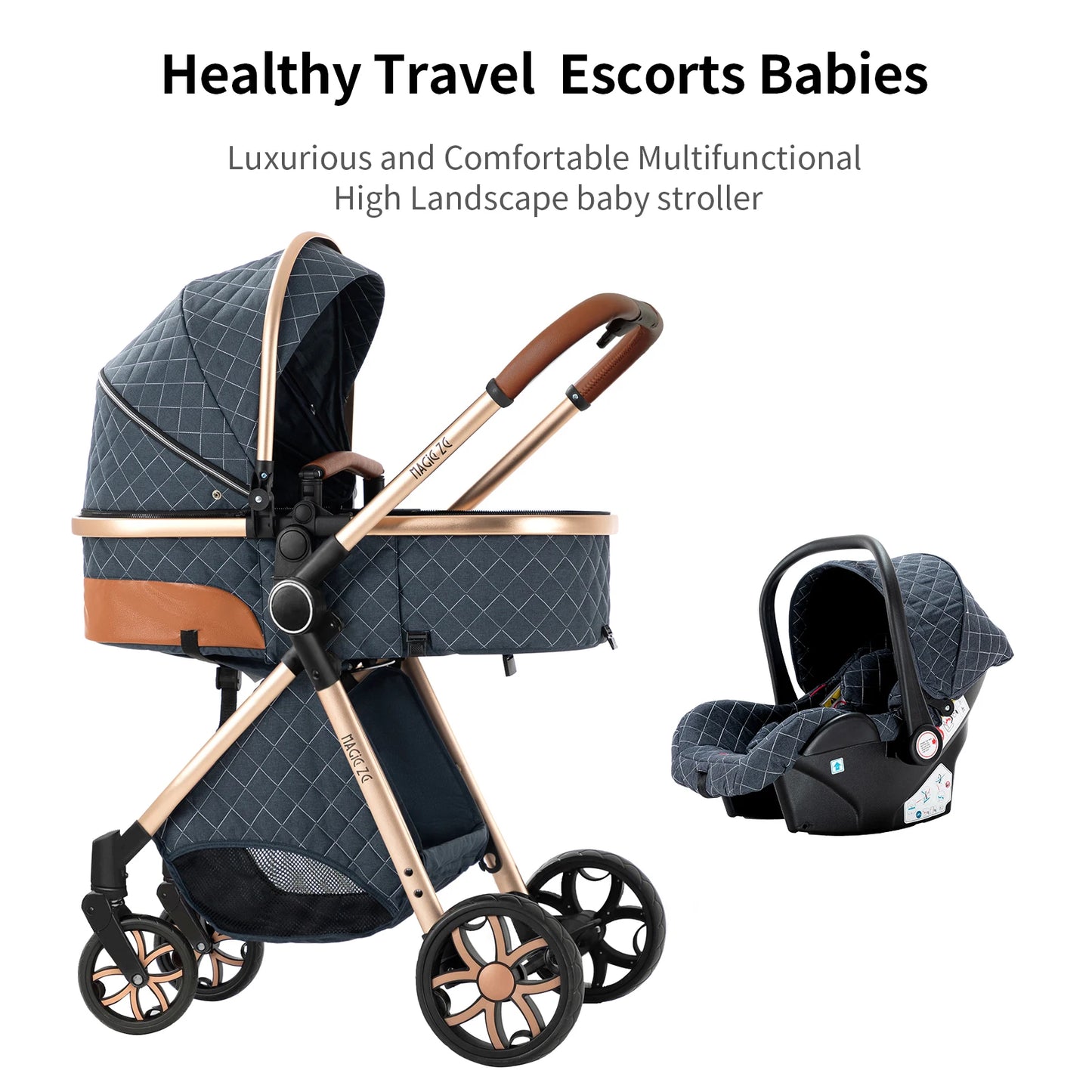 3 in 1 Lightweight Baby Stroller for Newborns Travel Foldable Infant Stroller which can be used as Baby Carriage and Light Cart