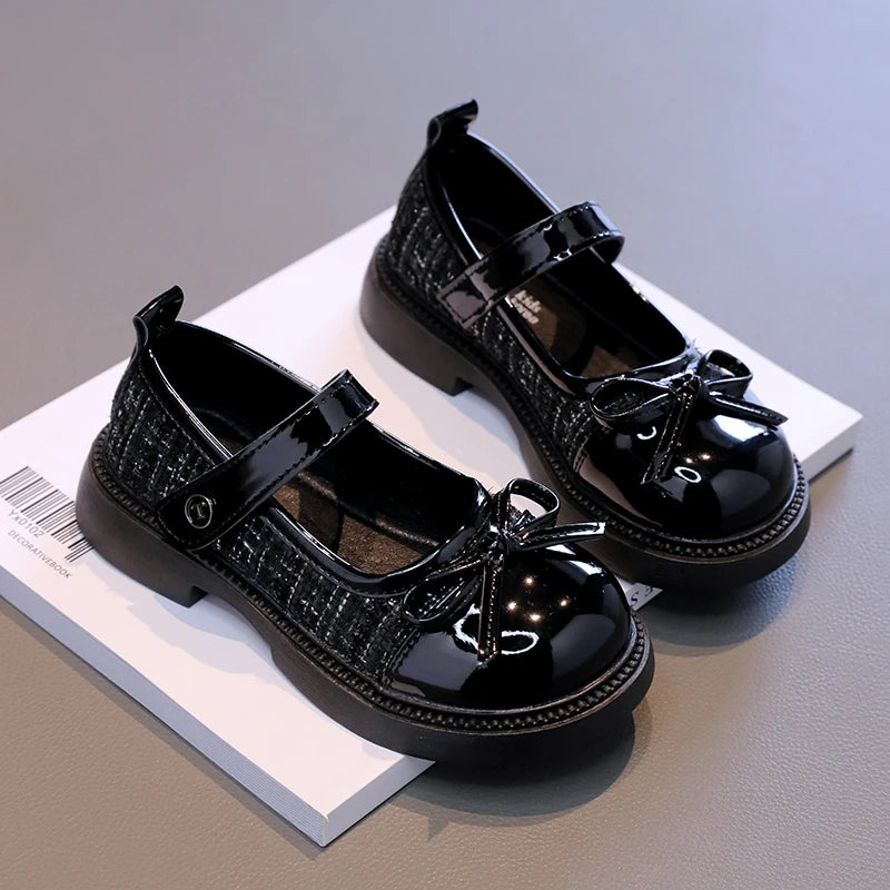 Spring and Autumn Children's Shoes with Bow Versatile Girls Fashion Mary Jane Shoes Casual Patchwork Children's Princess Shoes