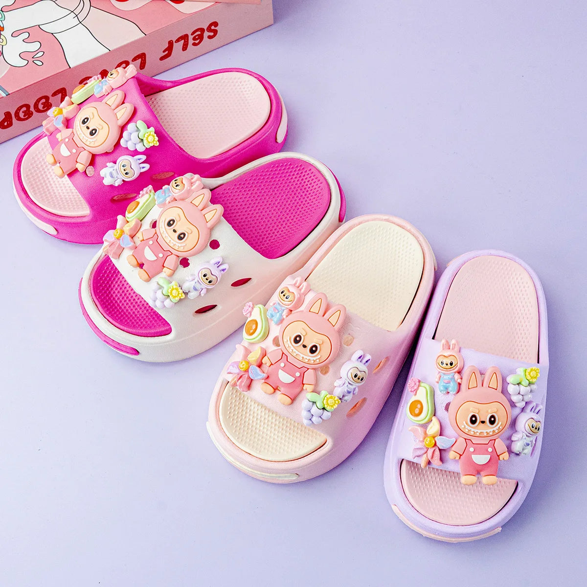 New Popular Cartoon Pink Versatile Eva Slippers for Boys and Girls, Fashionable Double Soft-Soled Non-Slip Sandals 831