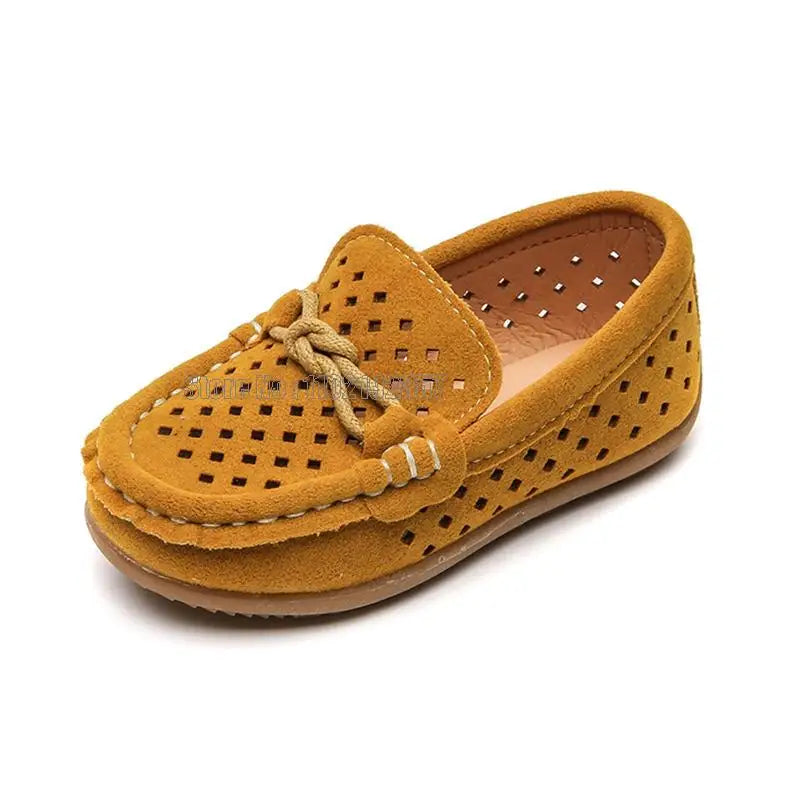 Children Colors Boys Casual Leather Kids Hollowed Out Loafers Toddler Slip-on Soft Boat Moccasin Shoes