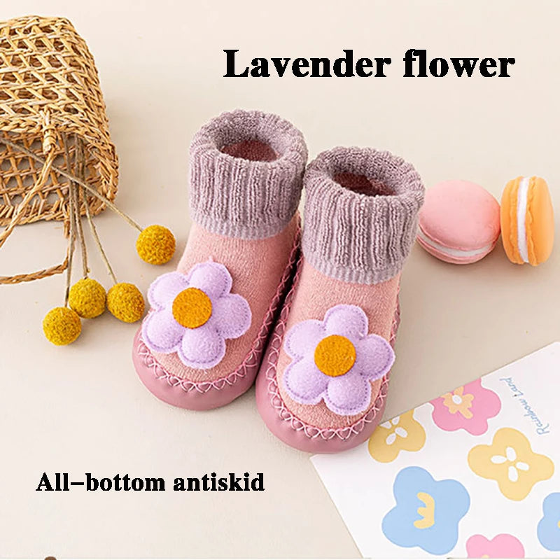 Cute Cartoon Animal Baby Shoes Foot  Floor Socks For Boy Girl Winter Soft Cotton Anti Slip Soled Newborn Toddler First Walkers