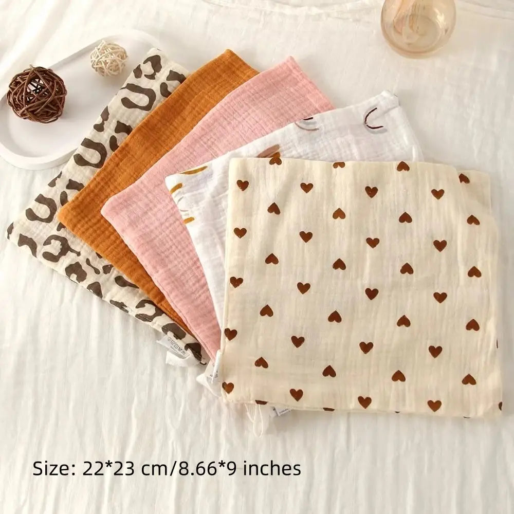 3/5Pcs 6-Layer Pure Cotton Baby Cotton Washcloth Soft Gauze Cotton Newborn Burp Cloth Absorbent Baby Towels Square Towels