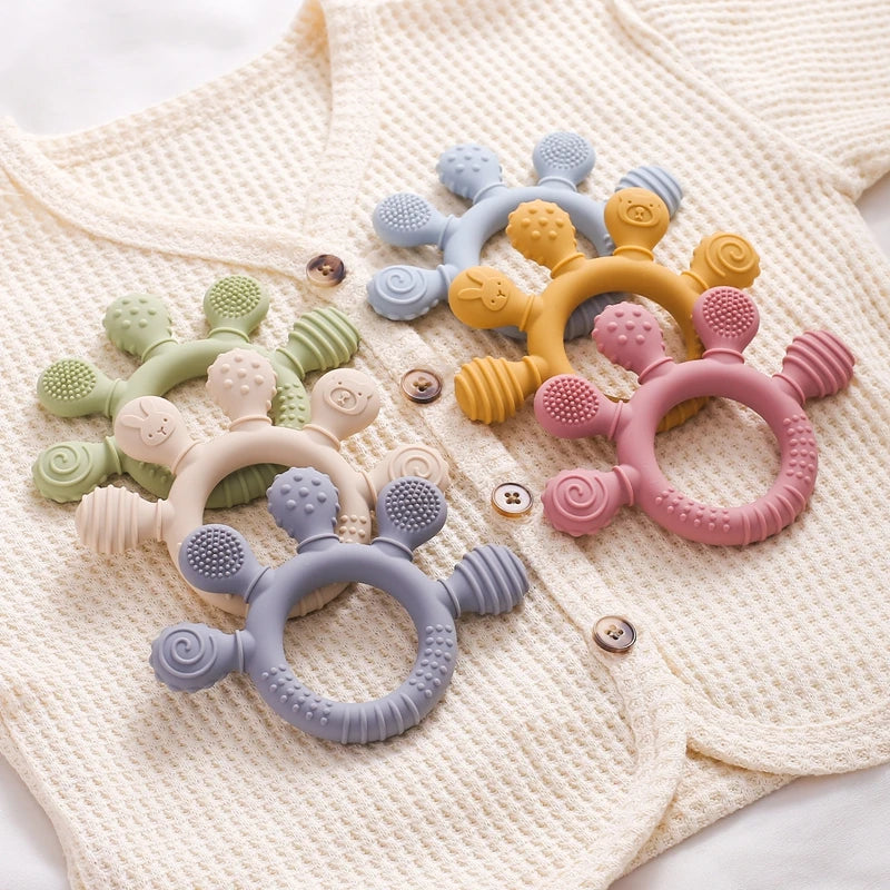 Finger Teether Silicone Pacifier Chain Baby Teether No BPA Teething Ring Gum Baby Care Equipment Silicone Baby Care Utensils