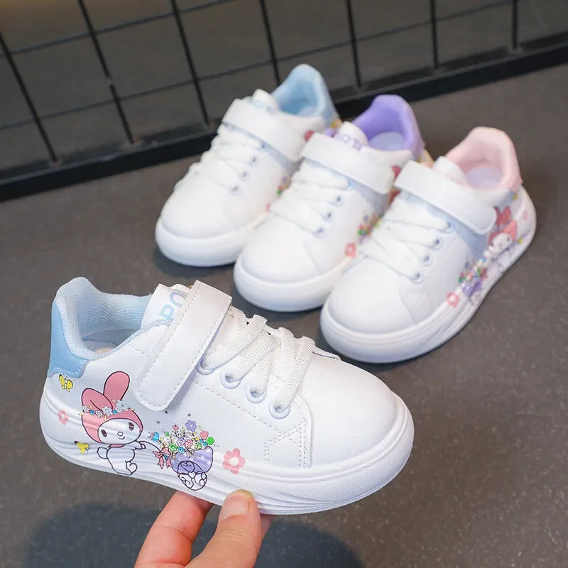 2025 Autumn New Children Little White Shoes for Girls Fashion Cute Melody Soft Comfortable Casual Versatile Trendy Sneakers