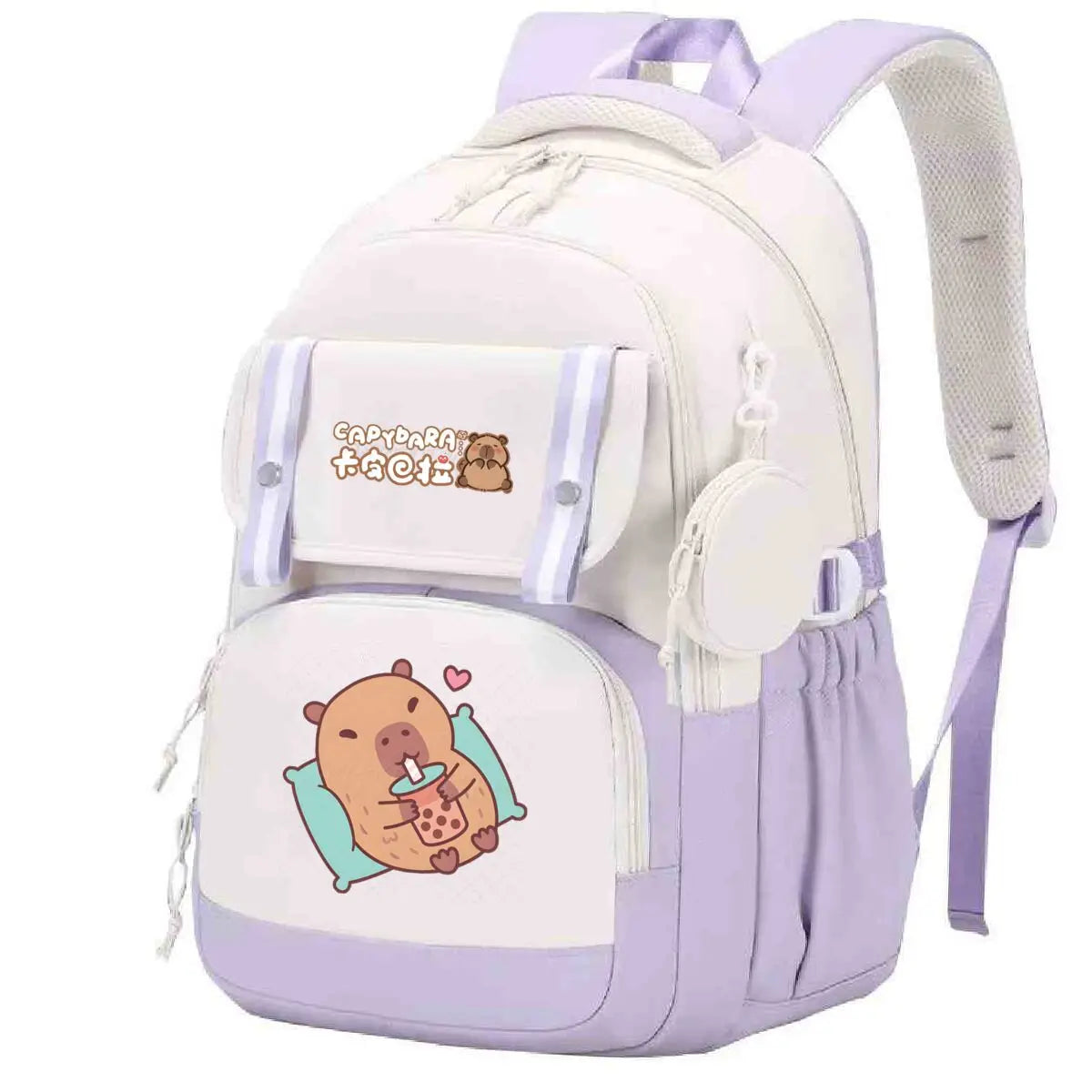 Capybara Print Backpack Girls Boys Cute Cartoon Outdoor Travel Bagpack Large Capacity Capybara Birthday Gifts Teeneger Schoolbag