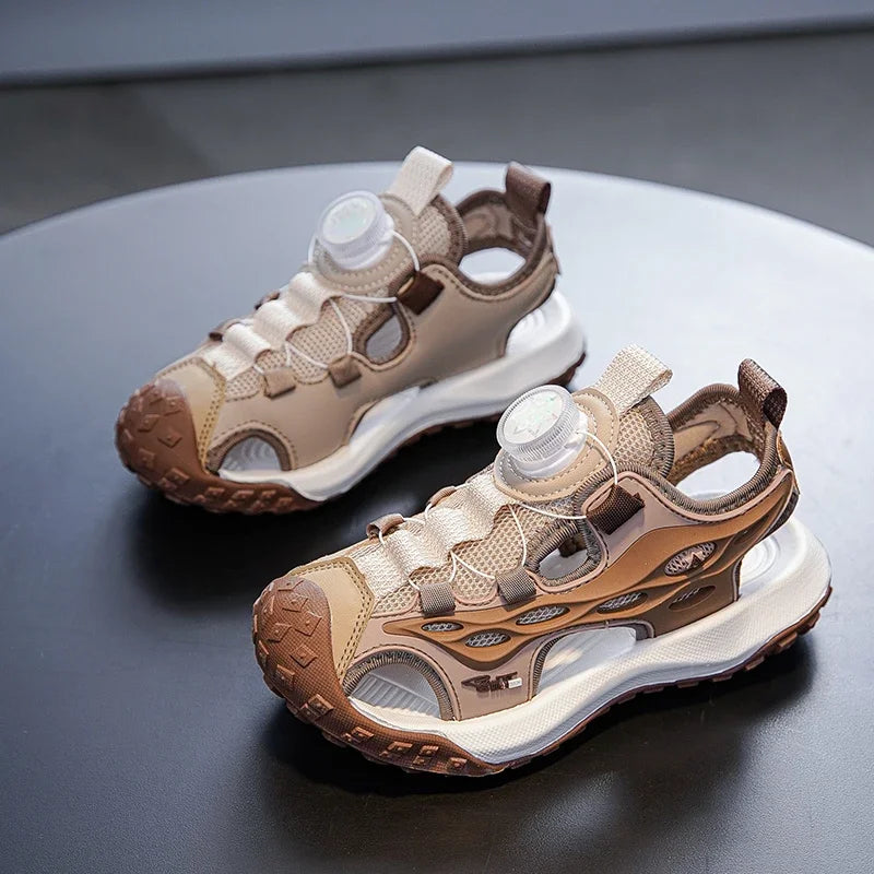 Summer 5-16 Years Boys Breathable Anti-Slip Beach Shoes Outdoor Anti-Bump Closed Toe Sandals Sport Sandals for Children's