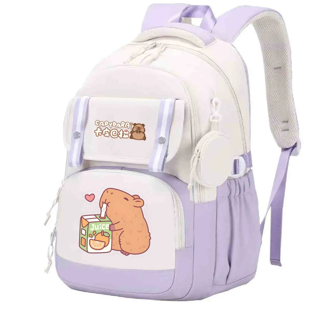 Capybara Print Backpack Girls Boys Cute Cartoon Outdoor Travel Bagpack Large Capacity Capybara Birthday Gifts Teeneger Schoolbag