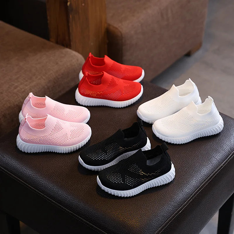 Children Running Sneakers Boys Girls Casual Mesh Breathable Anti-Slip Walking Patchwork Tenis Toddler Soft Soled Girls Shoes