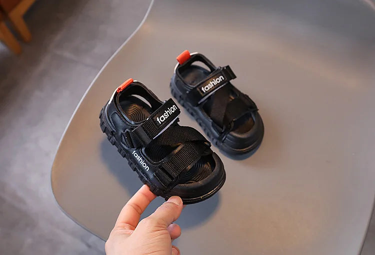 H04172 Summer Boys' Breathable Canvas Sandals – Outdoor Casual Shoes with Nylon Strap Detail for Toddlers and School-Age Children