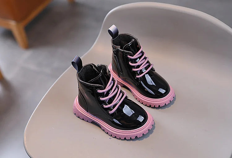 Boys Girls Single Boots Solid Color England Style Children Shoes Kids Small Short Boots Baby Non-slip Wear-resistant Footwear