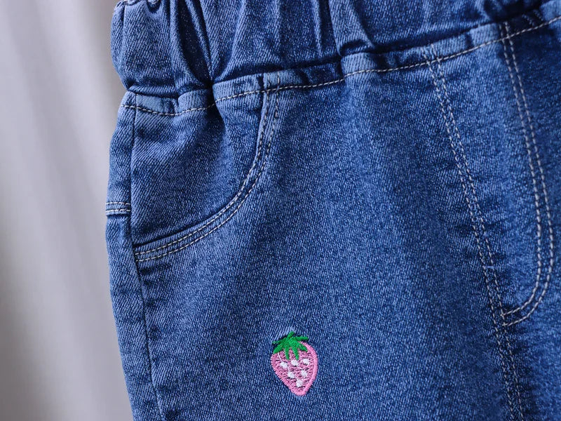 Jeans for Kids Girls Trousers Spring Autumn 2023 New Bow Bell-bottomed Stretch Princess pants for children Girl Denim Pants