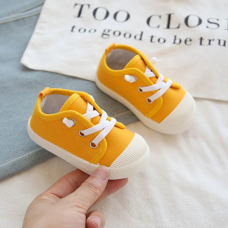 Boys Canvas Shoes Sneakers Girls Tennis Shoes Lace-up Children Footwear Toddler Yellow Chaussure Zapato Casual Kids Canvas Shoes