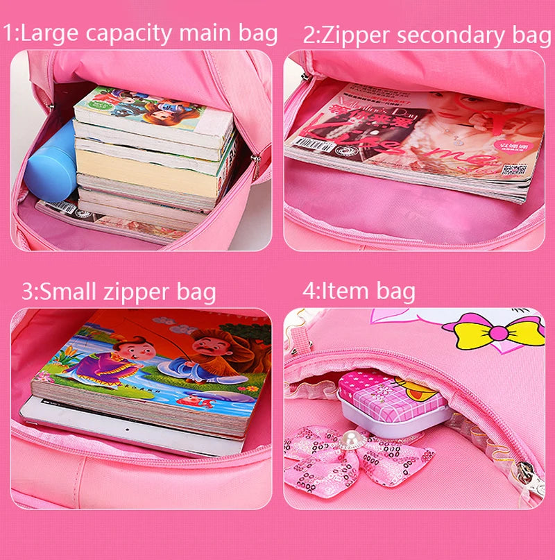 Pink Cat Backpack for Girls – Cute Bowknot Cartoon School Bag, Princess Style Bookbag for Kindergarten and Primary School