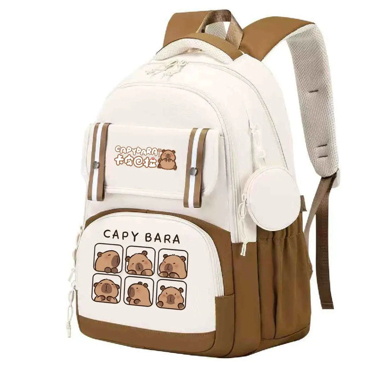 Capybara Print Backpack Girls Boys Cute Cartoon Outdoor Travel Bagpack Large Capacity Capybara Birthday Gifts Teeneger Schoolbag