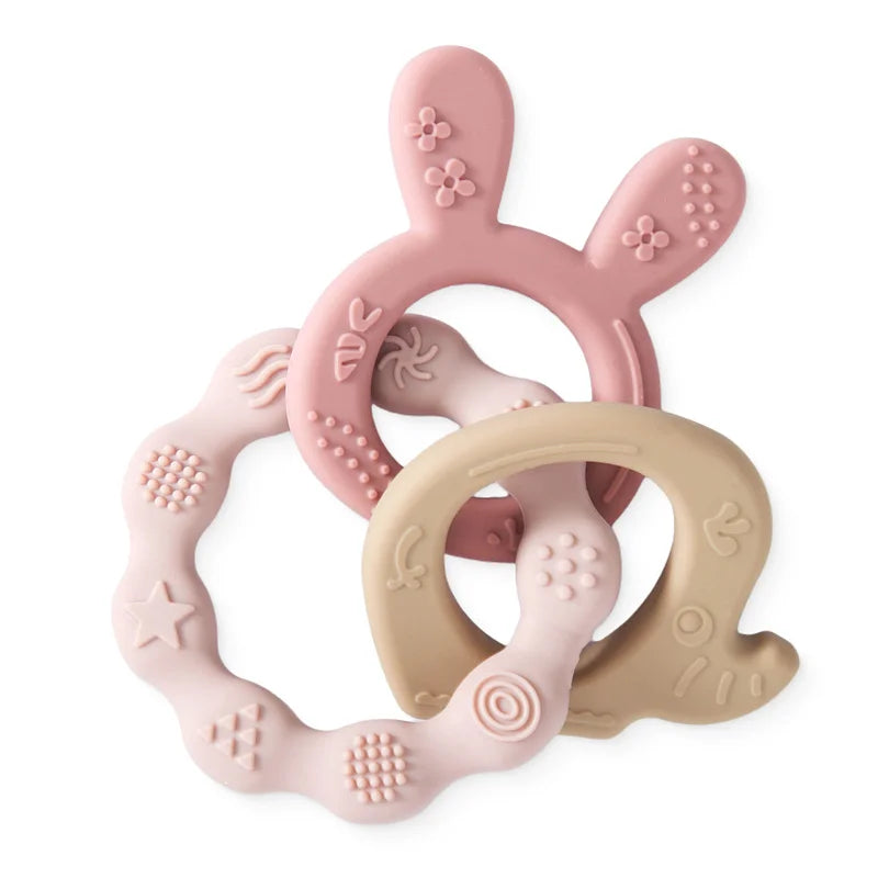 1Pcs Baby Silicone Teether Ring BPA Free Rattles Bracelet Food Grade Newborn Cute Octopus Shaped Health Care Teething Ring Toys
