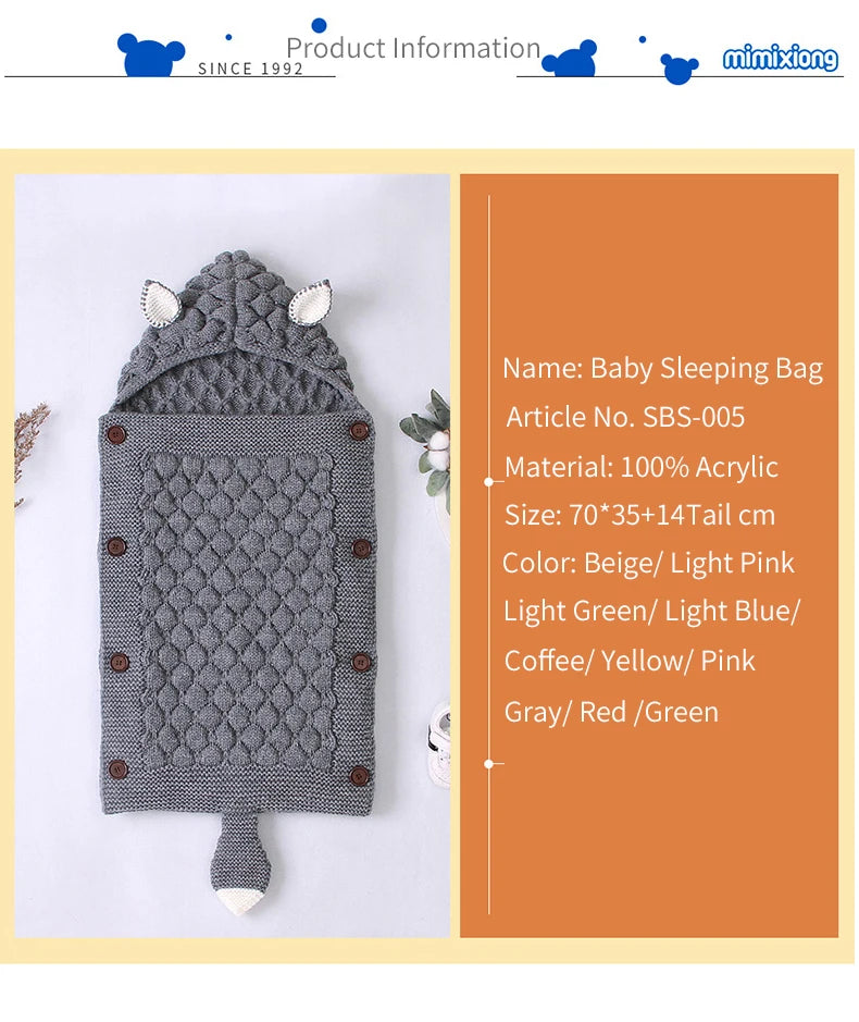 INSULAR Baby Knitting Sleep Quilts Newborn Envelope Swaddle Blankets Infant Anti-kicking Warm For Stroller Spring Autumn Winter
