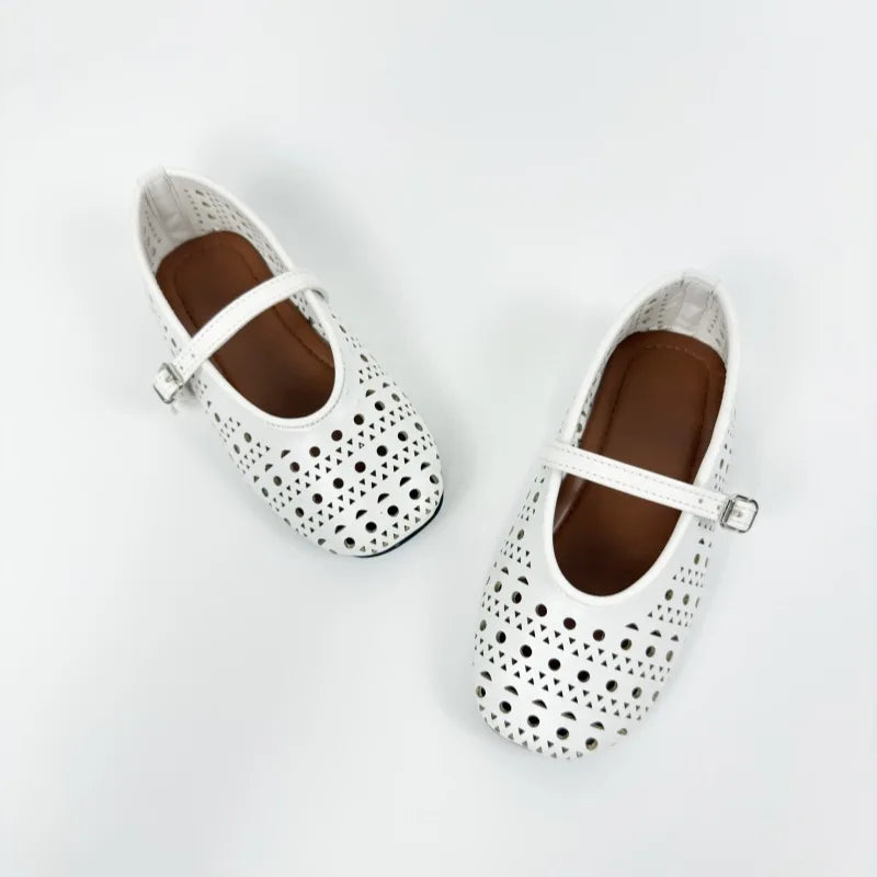 Girls Shoes Spring Summer Kids Fashion Brand Princess Mary Jane Flats Toddler Children Breathable Hollow White Sandals Soft Sole