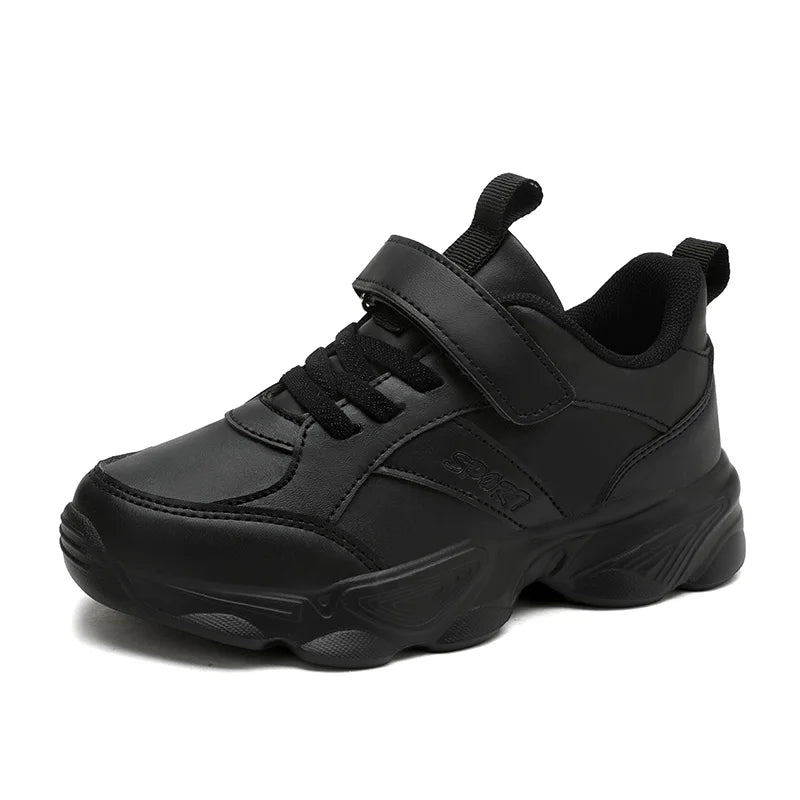 Children Shoes Kids Casual Sneakers Black Pu Leather Sports Shoes for Boy Girls White Shoes School Running Tennis Sneaker