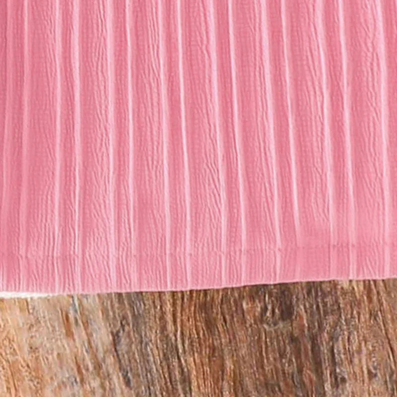 Summer Solid Color Pink Striped O-Neck Sleeveless Bowknot Top & Elastic Waist Pants For Girls 8-12 Years Korean Style Daliy Set