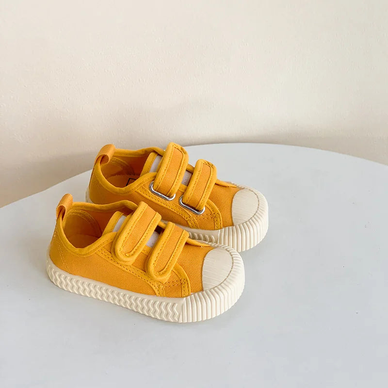 Children Canvas Shoes for Boys and Girls Spring Autumn Hook and Loop Shoes Soft Bottom Breathable Toddler Baby Biscuit Shoes