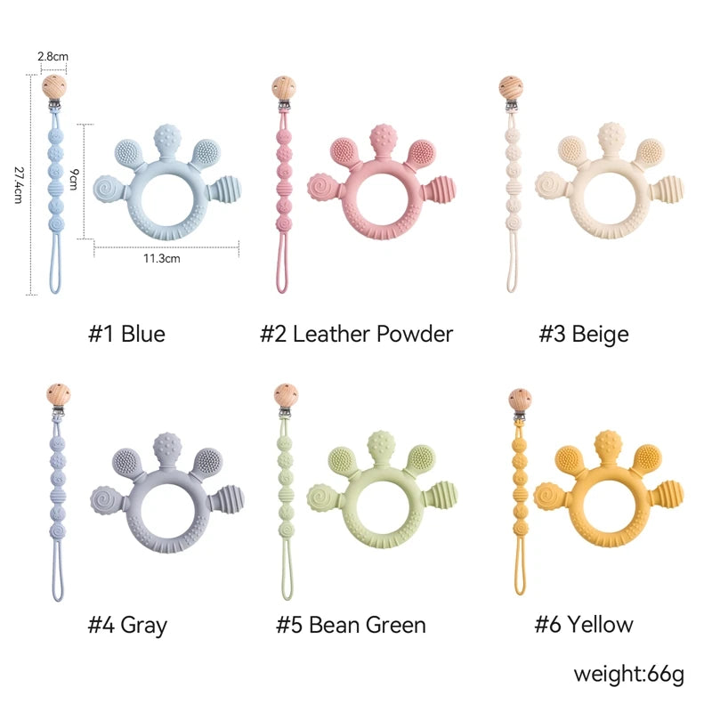 Finger Teether Silicone Pacifier Chain Baby Teether No BPA Teething Ring Gum Baby Care Equipment Silicone Baby Care Utensils