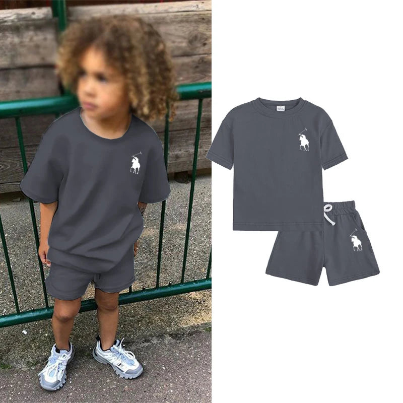 Boys Print Pattern Clothing Set Summer 2 Piece Sports Style Sportswear Kids T-Shirt & Shorts Children's Clothing Set