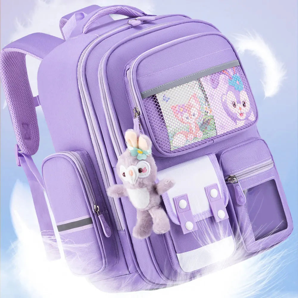 Lightweight Waterproof Backpack for Primary School Students (Grades 1–6) – Spine Protection and Load-Reduction Double Shoulder Bag
