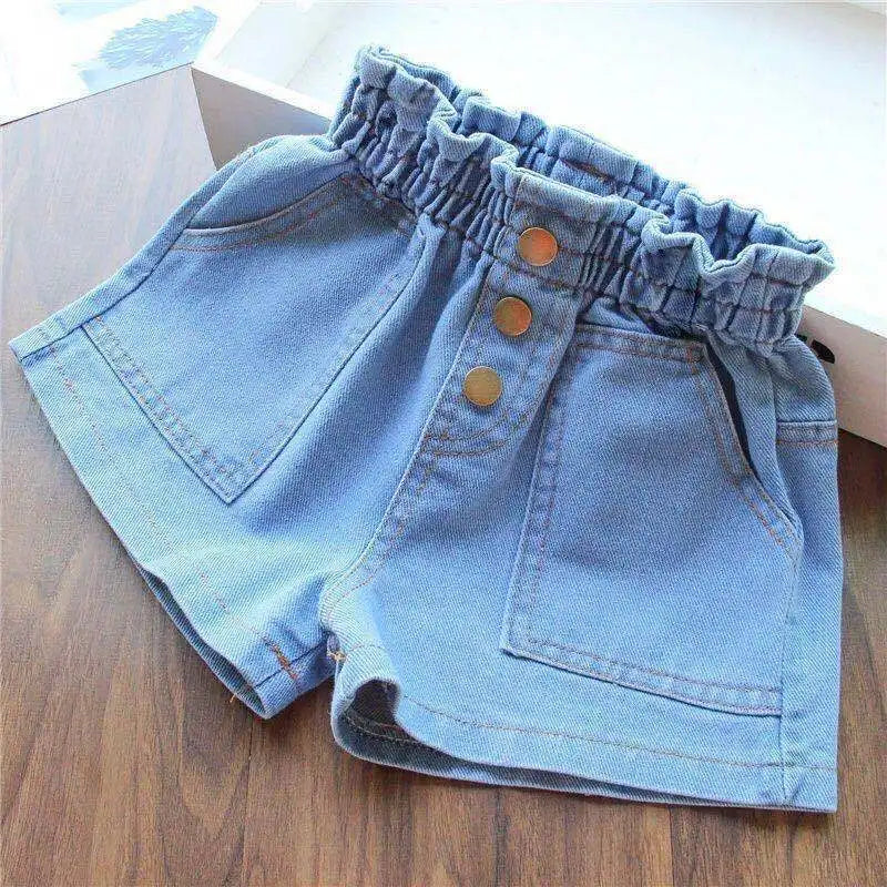 3-12Y Girls' Denim Shorts 2025 Summer New Stylish Pant Fashion Children's Loose Fit Baby Thin Cotton Versatile Blue Short Pants