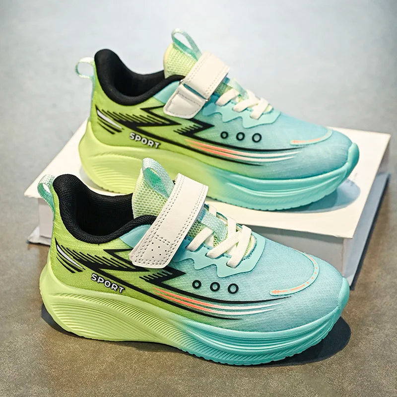 New boys' shoes Young men's flying woven breathable running shoes CuHK children's lightweight soft soled student sports shoes