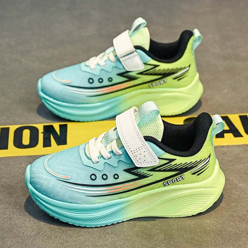 New boys' shoes Young men's flying woven breathable running shoes CuHK children's lightweight soft soled student sports shoes