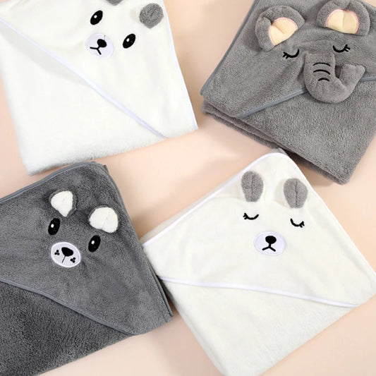 Cute Baby Bath Towel Soft Absorbent Towel Coral Fluff Blanket Newborn Swaddle Wrap Baby Blanket Suitable For Girls And Boys