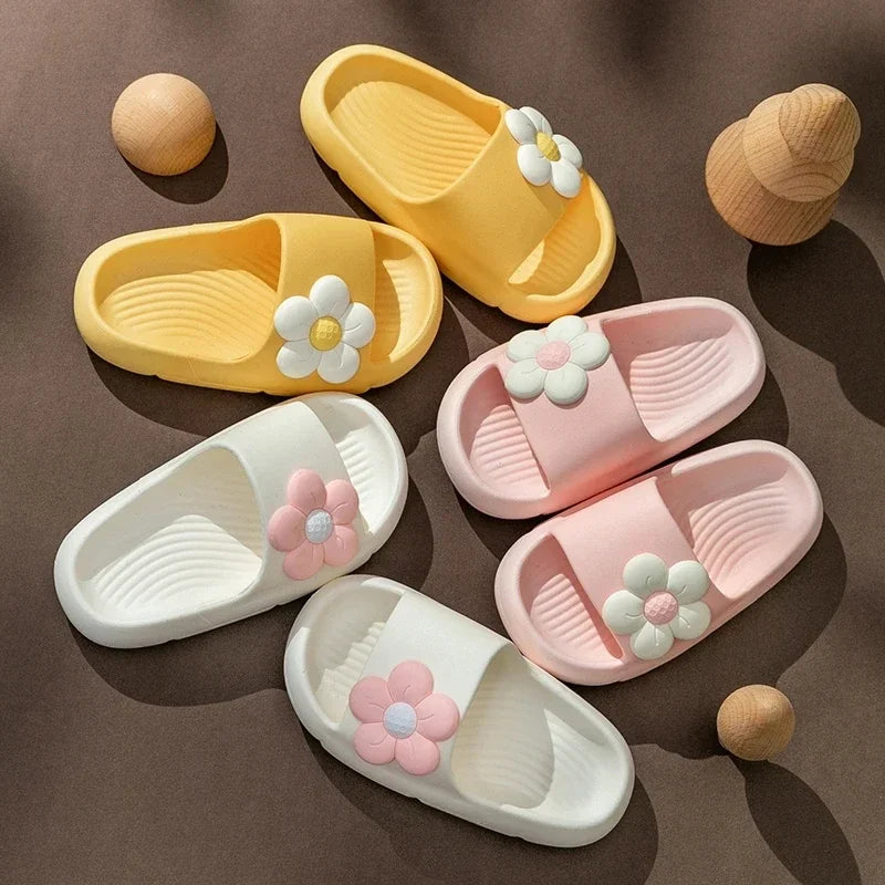 Summer Children's Girls Flower Slippers Casual Solid Soft Boys Slippers Breathable Non-slip Home Bathroom Slipper Kids shoes